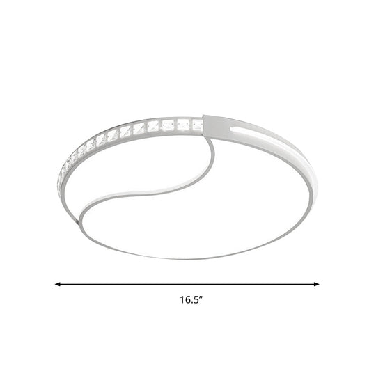 Crystal Circular Flush Mount Led Ceiling Light Fixture - 16.5’/20.5’/24.5’ Wide Contemporary