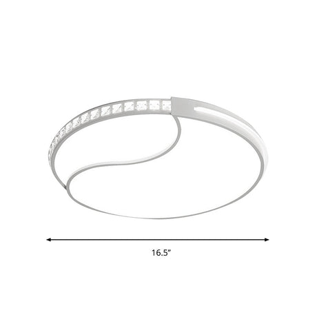 Crystal Circular Flush Mount Led Ceiling Light Fixture - 16.5/20.5/24.5 Wide Contemporary Warm/White