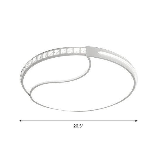 Crystal Circular Flush Mount Led Ceiling Light Fixture - 16.5/20.5/24.5 Wide Contemporary Warm/White