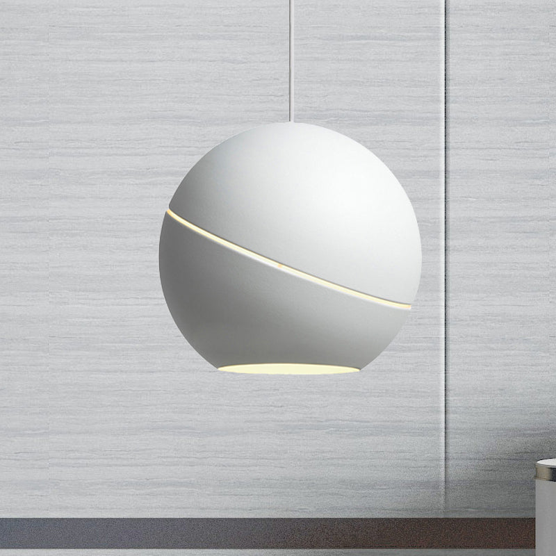 Minimalist Metallic Pendant Light For Living Room - Black/Pewter Spherical Hanging Fixture White