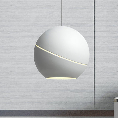 Minimalist Metallic Pendant Light For Living Room - Black/Pewter Spherical Hanging Fixture White