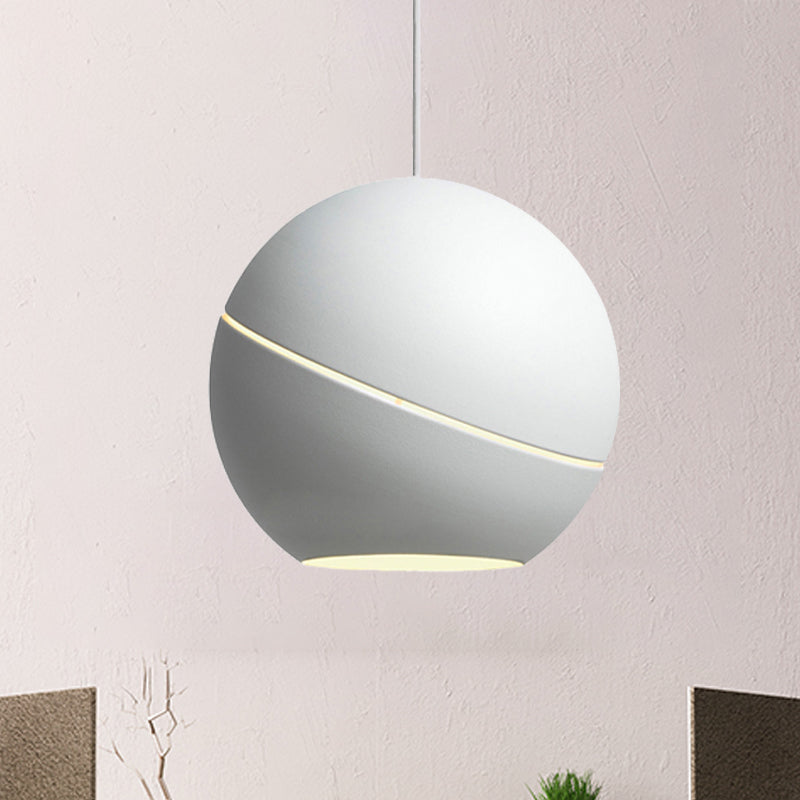 Minimalist Metallic Pendant Light For Living Room - Black/Pewter Spherical Hanging Fixture