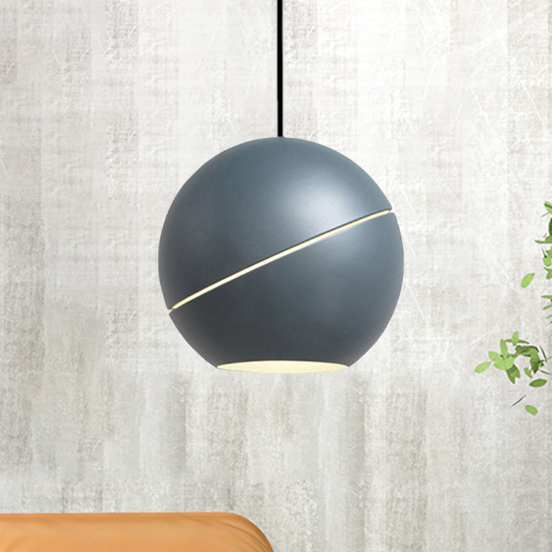 Minimalist Metallic Pendant Light For Living Room - Black/Pewter Spherical Hanging Fixture