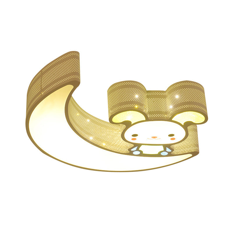 Adorable Acrylic Moon & Bunny Led Ceiling Lamp For Gamer Room