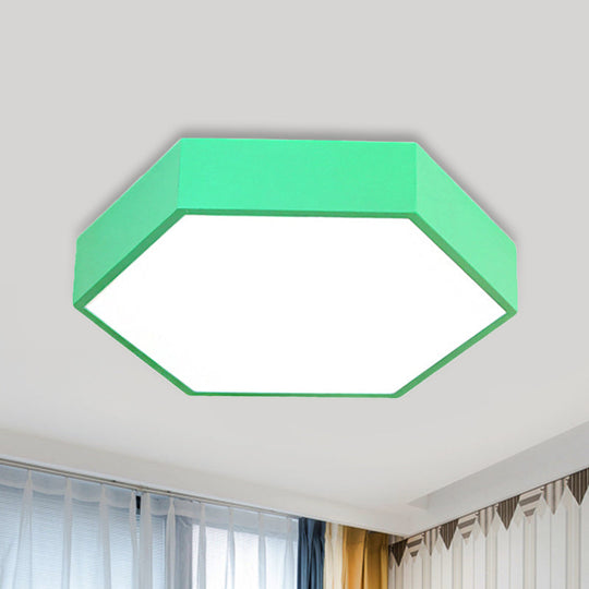 Kids’ Metal Acrylic Hexagon Flush Ceiling Light - Simple Led Lamp For Living Room