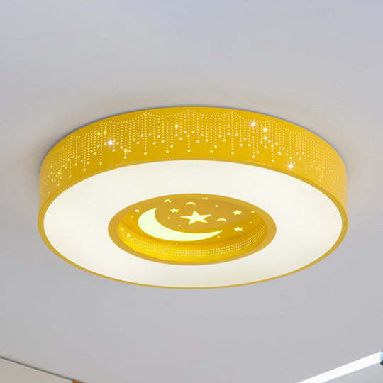 Macaron Acrylic Led Ceiling Lamp - Blue/Yellow/Green 16’/19.5’/23.5’ Round Flush Mount