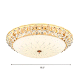 White Glass Led Flush Light With Crystal Accent - Simplicity Ceiling Lamp Available In 3 Sizes