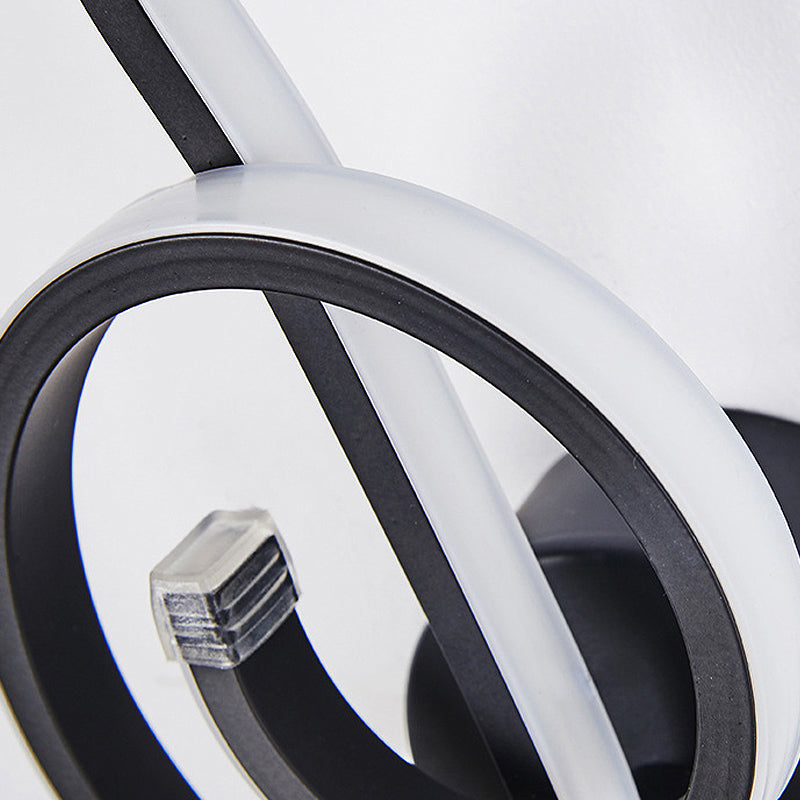 Modern Rhythm Shaped Bedroom Wall Sconce With Acrylic Led - Black/White Mount As Lamp Choose