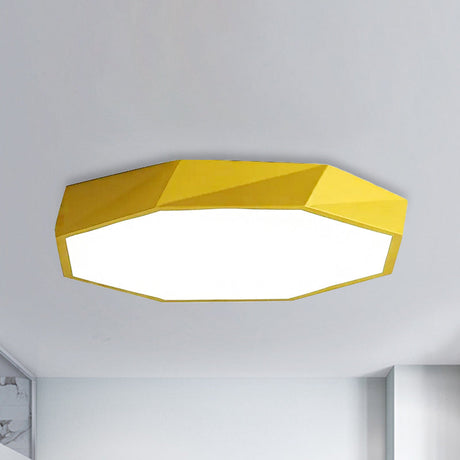 Kids Bedroom Led Ceiling Light - Acrylic Octagon Flush Mount With Macaron Candy Colors