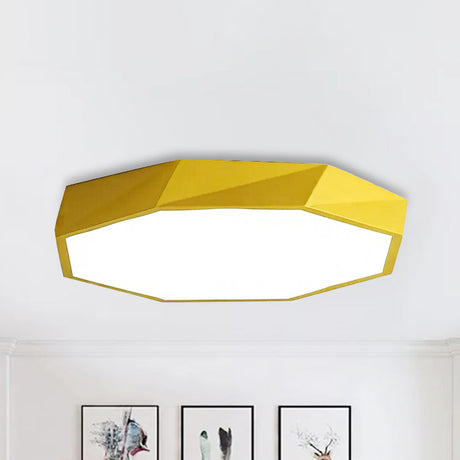 Kid’s Bedroom Led Ceiling Light - Acrylic Octagon Flush Mount With Macaron Candy Colors