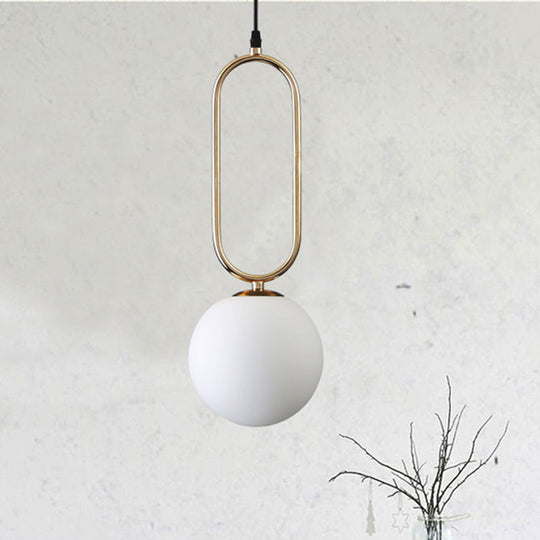 Modern Orb Milk Glass Pendant Light With Gold Finish - Ideal For Living Room