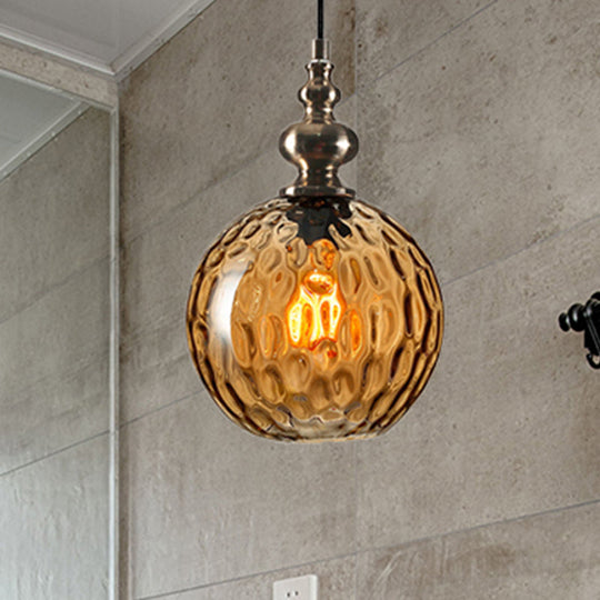 Modern Stylish Clear/Smoke Gray Dimpled Glass Pendant Lamp - 8’’/10’’ W Global Shade