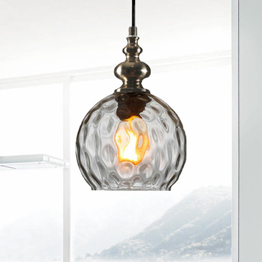 Modern Stylish Clear/Smoke Gray Dimpled Glass Pendant Lamp - 8’’/10’’ W Global Shade