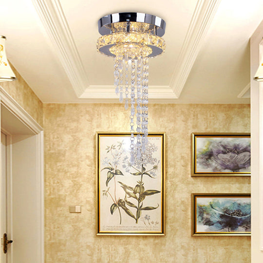 Modern Led Spiral Crystal Ceiling Light For Corridor: Stainless Steel Flushmount