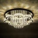 Modern Chrome Flush Mount Light With K9 Crystal For Living Room Ceiling / 18’ Third Gear