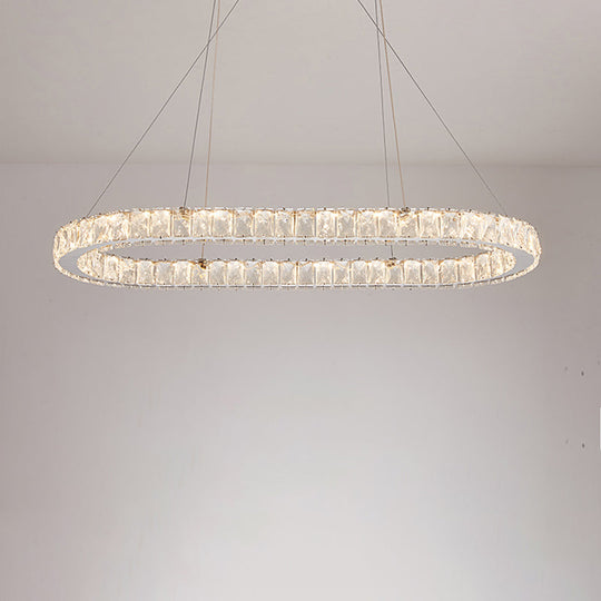 Chrome Led Crystal Chandelier Pendant For Minimalist Dining Room