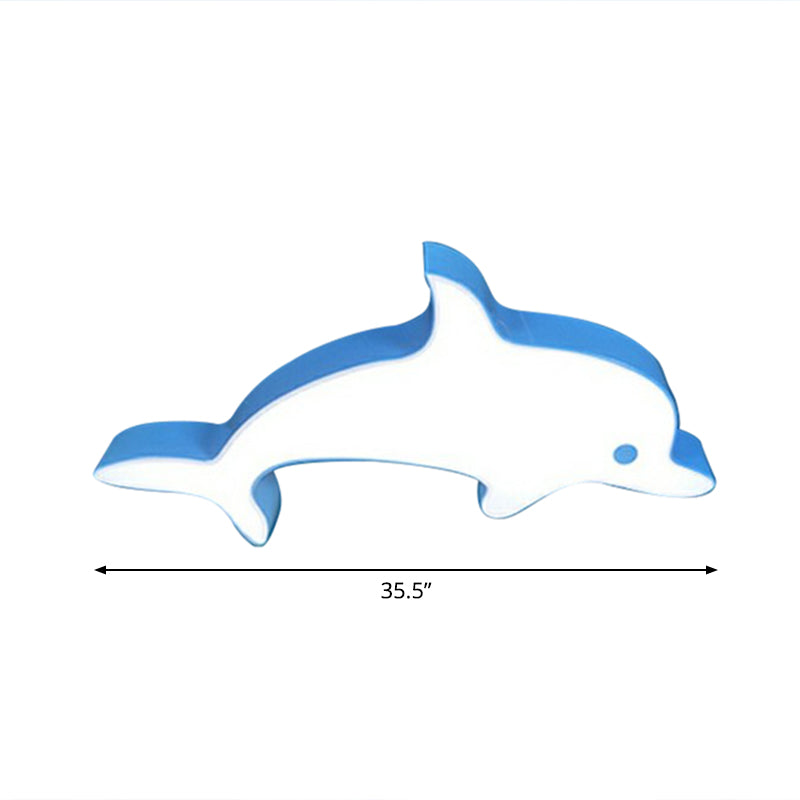 Blue Dolphin Led Ceiling Mount Childrens Flush Light For Swimming Pools / 35.5