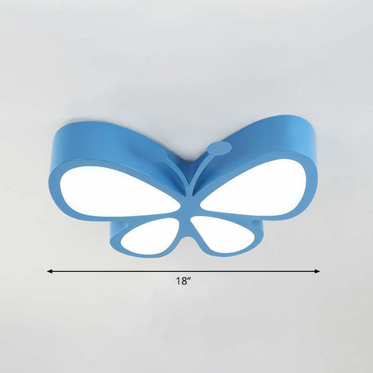 Butterfly Led Flush Mount Light - Nursery Ceiling Lamp Cartoon Metal Design