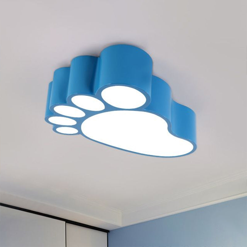 Child-Sized Flush Mount Led Ceiling Light In Metallic Finish - Perfect For Bedrooms Blue / 18 White