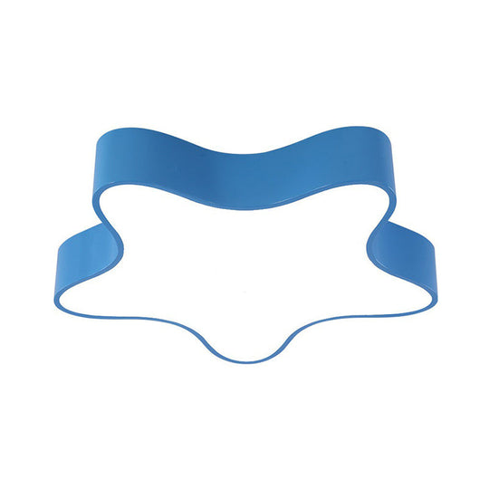 Cartoon Metal Pentacle Led Flush Mount Ceiling Light For Bedrooms Blue / 18’ White