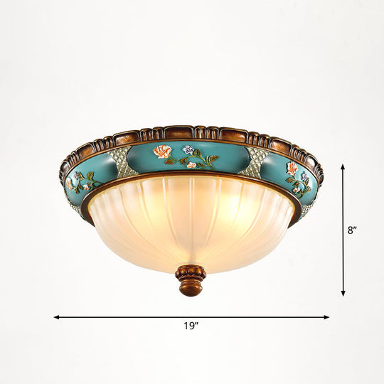 Vintage Frosted Glass Dome Flush-Mount Bedroom Ceiling Light 4 / Blue