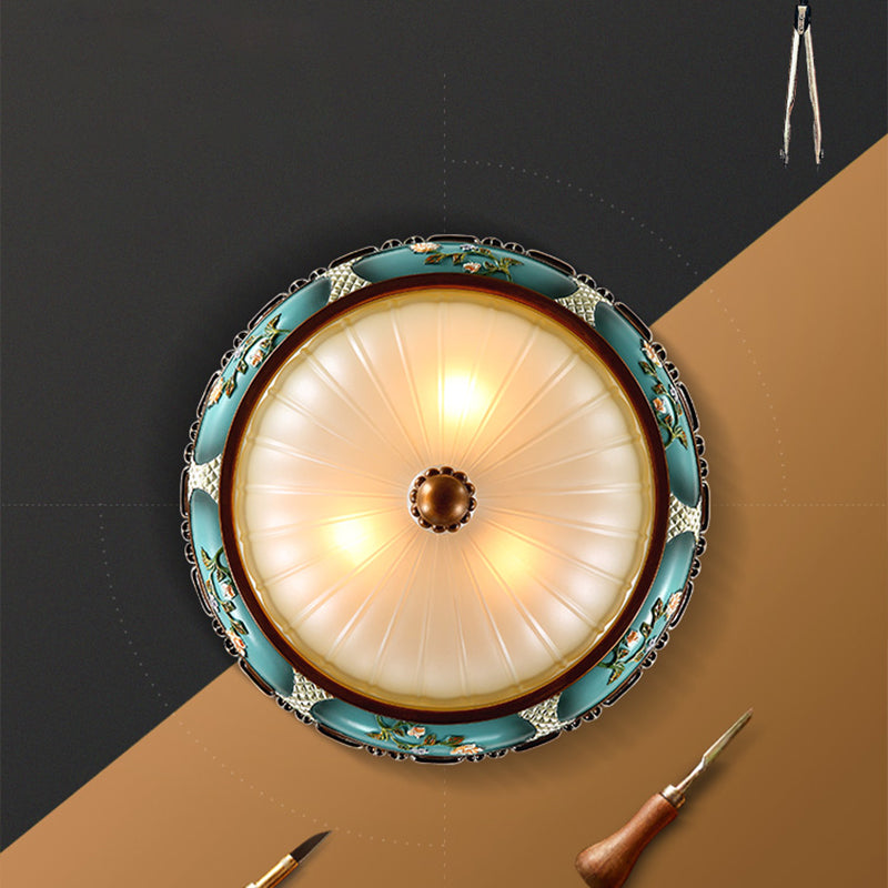 Vintage Frosted Glass Dome Flush - Mount Bedroom Ceiling Light