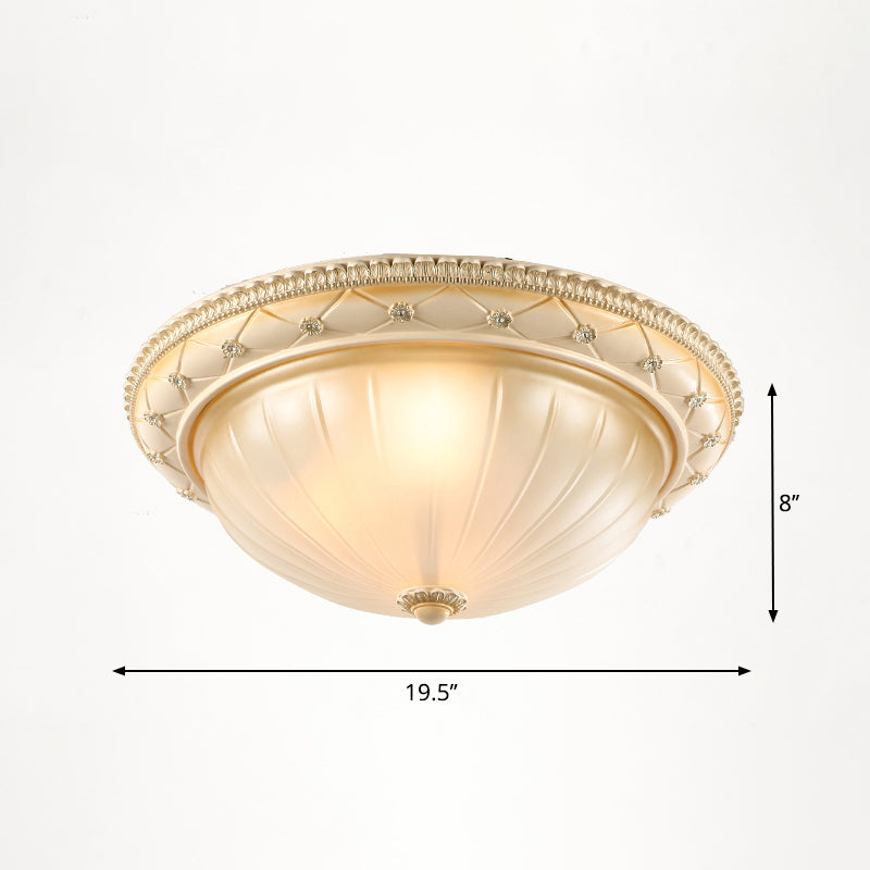 Vintage Frosted Glass Dome Flush-Mount Bedroom Ceiling Light 4 / Beige