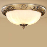 Bronze Antique Domed Flush Light With Milky Glass Ceiling Mount For Bedroom 4 / Cloud