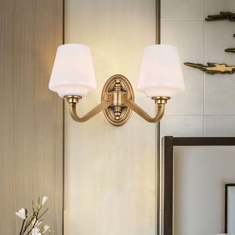 Minimalistic Opaline Glass Wall Sconce: Golden Bedside Lamp Fixture