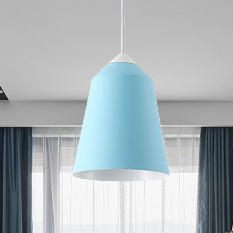 Minimalist Metal Bell Pendant Lighting - 1 Light White/Blue/Gold Ceiling Blue