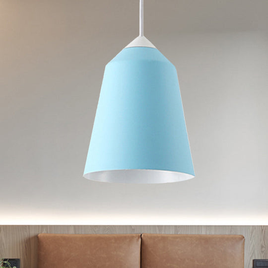 Minimalist Bell Pendant Light - White/Blue/Gold 1-Light Hanging Ceiling Fixture