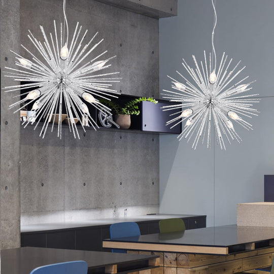 Modern Hedgehog Chandelier With Carved Metal Design For Living Room - Stylish Hanging Light Fixture