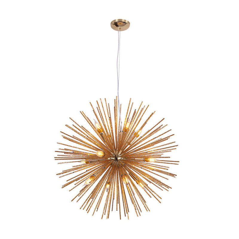 Hedgehog Chandelier With Minimalist Metal Design For Stylish Living Room Lighting Gold / 29.5