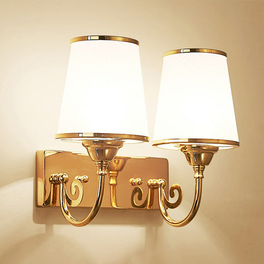 Gold Tapered Wall Sconce With Frosted White Glass - Simplicity Mount Lamp