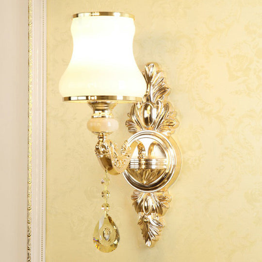 Faux Candle Sconce Traditional Metal Wall Lamp With Shade And Crystal Drop Elegant Lighting Fixture