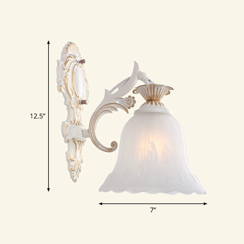 Country Style Frosted Glass Wall Lamp - Hallway Sconce Lighting Fixture 1 / Beige Saucer