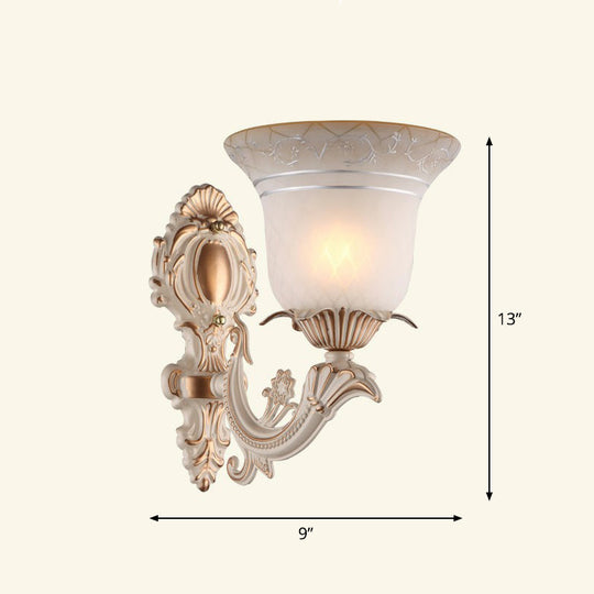 Country Style Frosted Glass Wall Lamp - Hallway Sconce Lighting Fixture 1 / Beige Bell