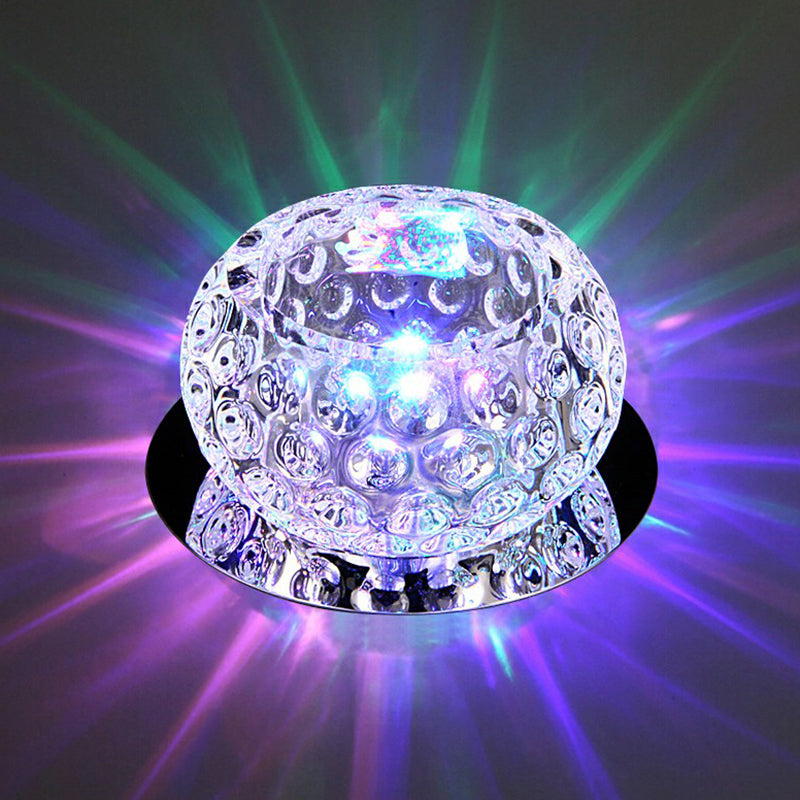 Crystal Led Flush Mount Spotlight For Corridor - Clear Dome Ceiling Light / Multi Color
