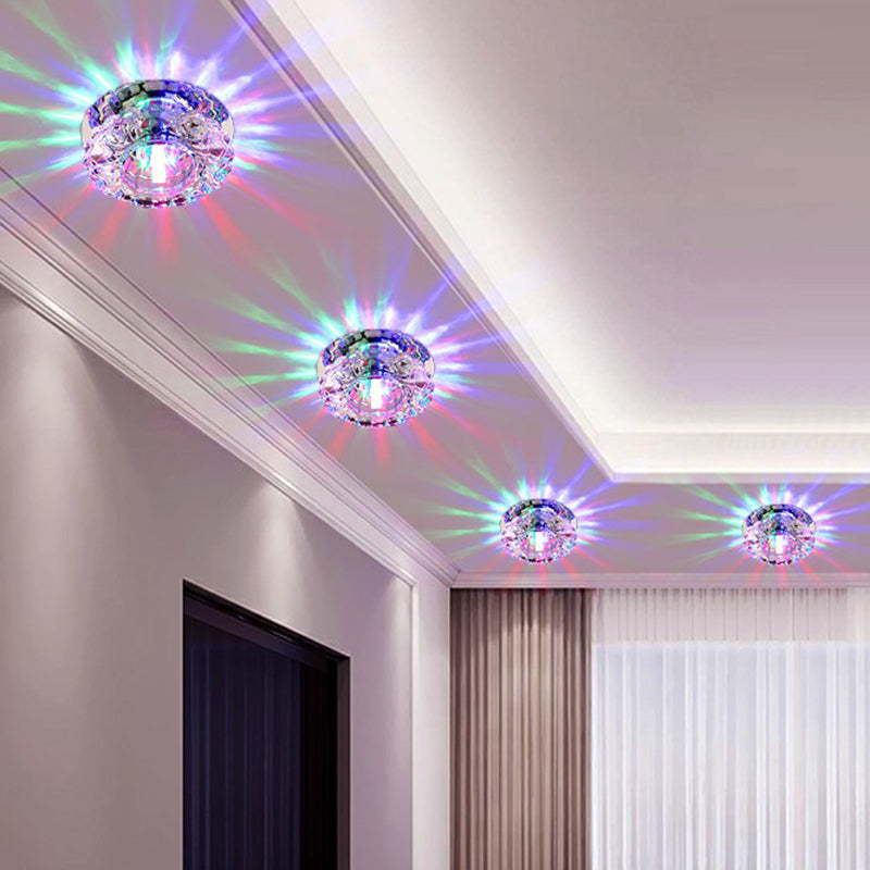 Minimalist Crystal Flush Ceiling Light Fixture: Elegant Floral Design For Living Room Spotlight