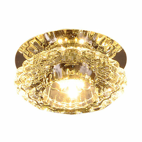 Minimalist Crystal Flush Ceiling Light Fixture: Elegant Floral Design For Living Room Spotlight