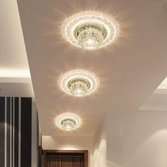 Clear Crystal Led Flush - Mount Ceiling Light Fixture For Aisle With Modernist Design