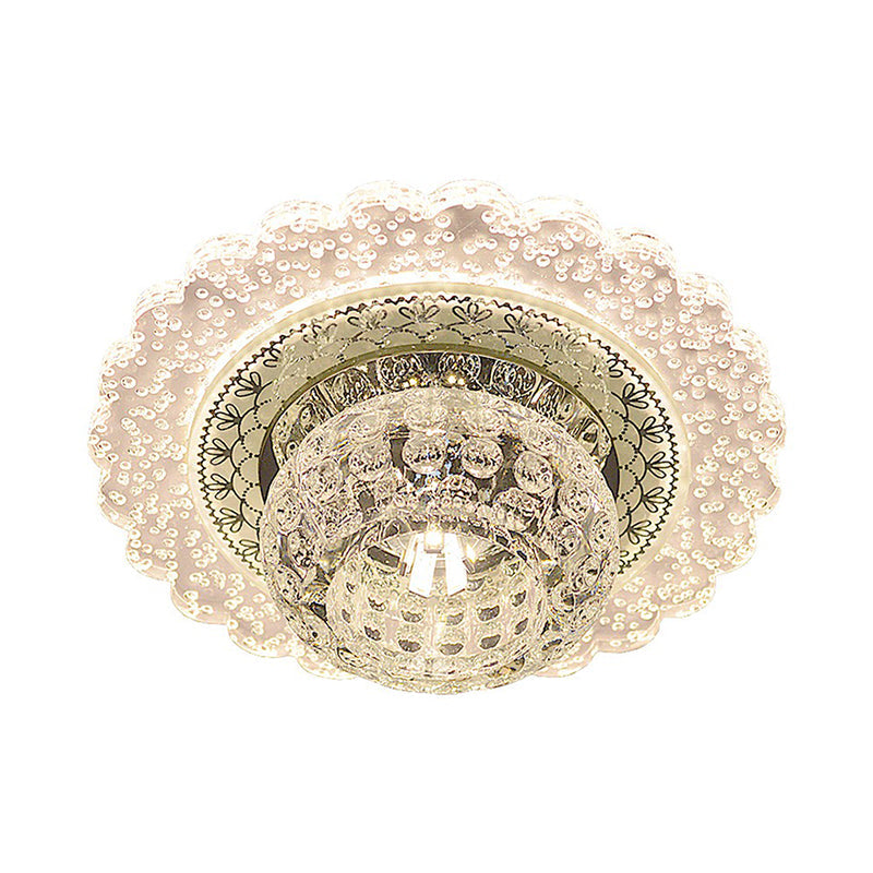 Clear Crystal Led Flush - Mount Ceiling Light Fixture For Aisle With Modernist Design