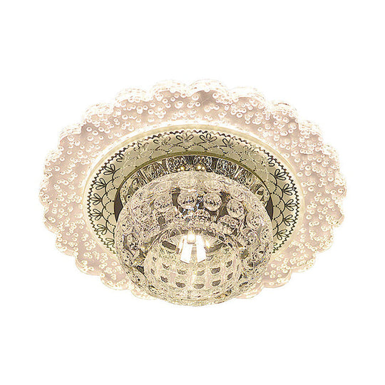 Clear Crystal Led Flush - Mount Ceiling Light Fixture For Aisle With Modernist Design