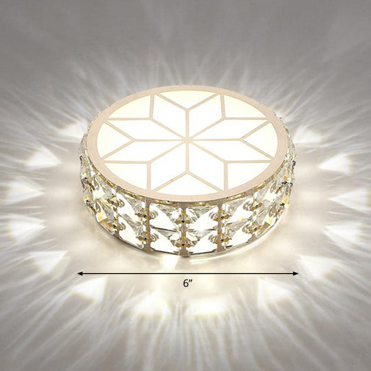 Champagne Led Crystal Embedded Round Ceiling Light - Simple Style Flush Mount For Passageway / 6