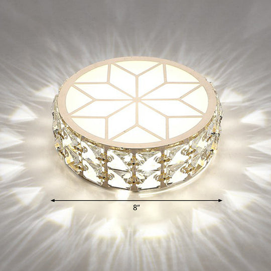 Champagne Led Crystal Embedded Round Ceiling Light - Simple Style Flush Mount For Passageway / 8