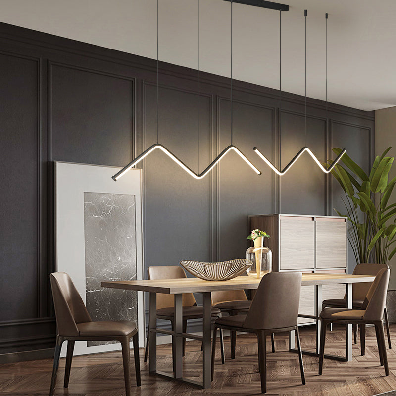 W-Shaped Led Pendant Light Fixture: Stylish Artistic Metal Island For Dining Room