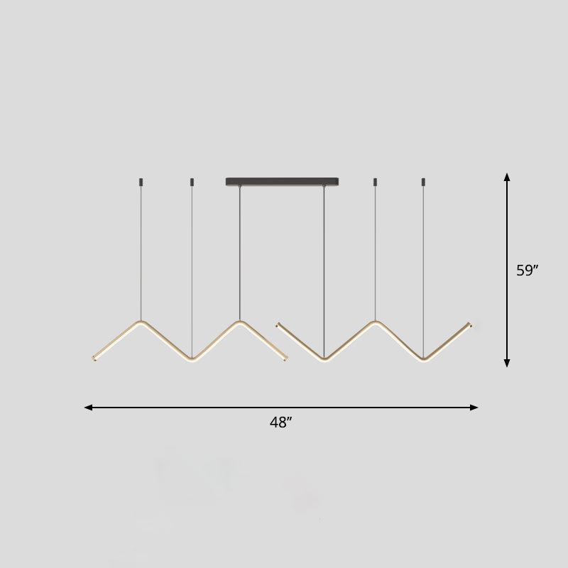 W-Shaped Led Pendant Light Fixture: Stylish Artistic Metal Island For Dining Room Gold / 48 Natural