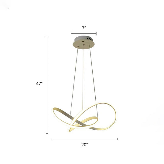 White Acrylic Led Cycle Chandelier Pendant For Dining Room - Decorative Ceiling Light / 20’ Third