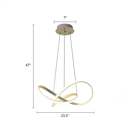 White Acrylic Led Cycle Chandelier Pendant For Dining Room - Decorative Ceiling Light / 23.5’ Warm