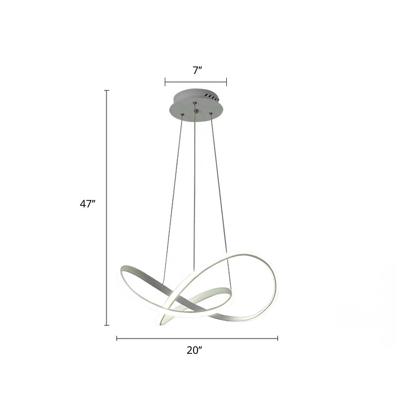 White Acrylic Led Cycle Chandelier Pendant For Dining Room - Decorative Ceiling Light / 20’